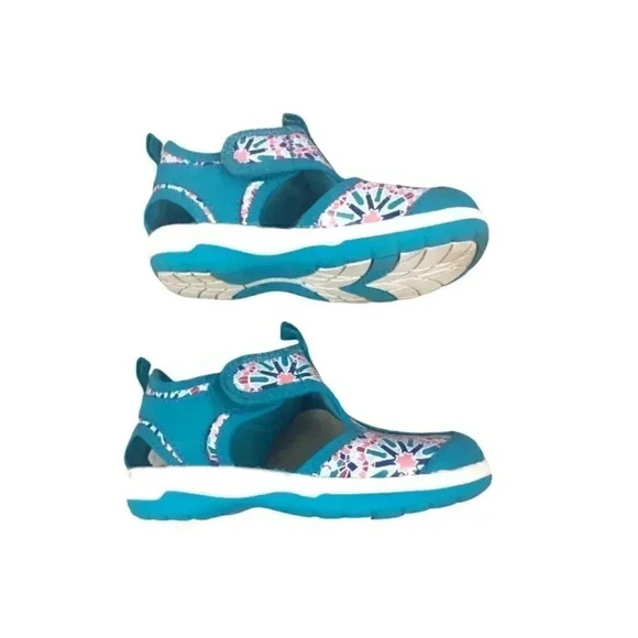 Lands End Teal Velcro closed toe sandals sneakers Size 10M Toddler - Picture 7 of 9